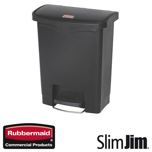 Afvalbak Slim Jim Front Step On container Rubbermaid 30 liter zwart